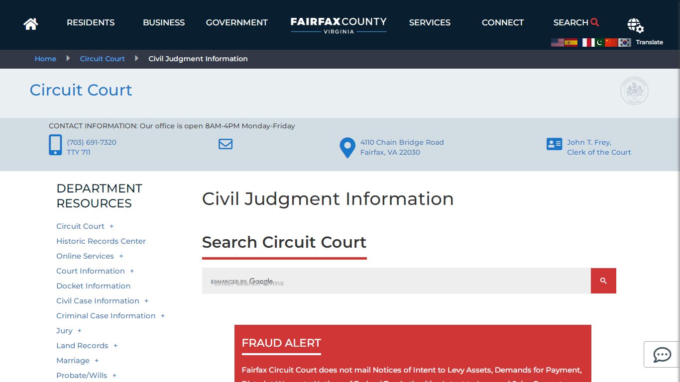 Civil Judgment Information | Circuit Court - Fairfax County, Virginia